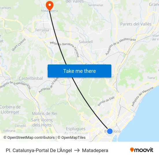 Pl. Catalunya-Portal De L'Àngel to Matadepera map