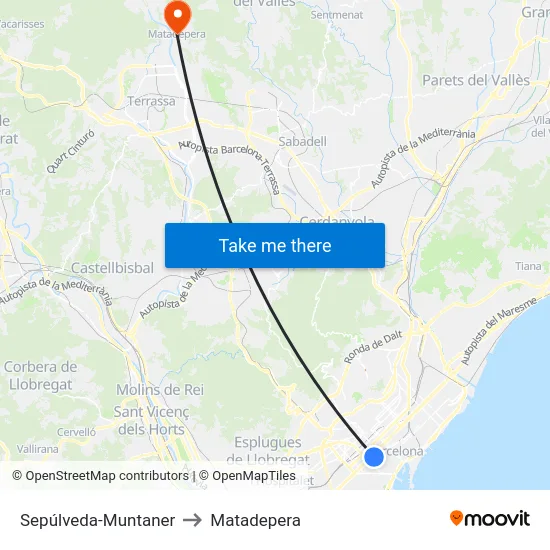 Sepúlveda-Muntaner to Matadepera map