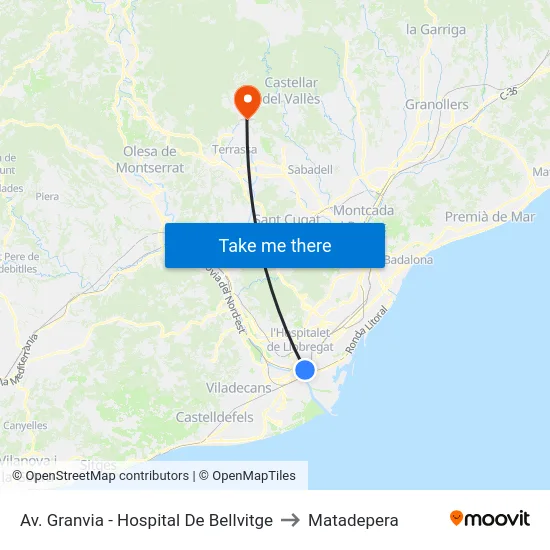 Av. Granvia - Hospital De Bellvitge to Matadepera map