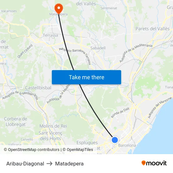 Aribau-Diagonal to Matadepera map