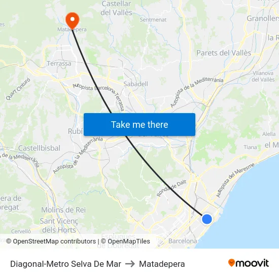 Diagonal-Metro Selva De Mar to Matadepera map