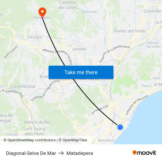 Diagonal-Selva De Mar to Matadepera map