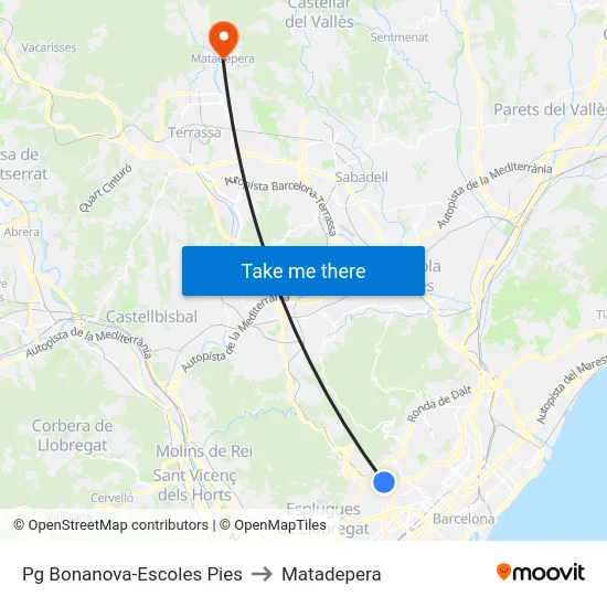 Pg Bonanova-Escoles Pies to Matadepera map