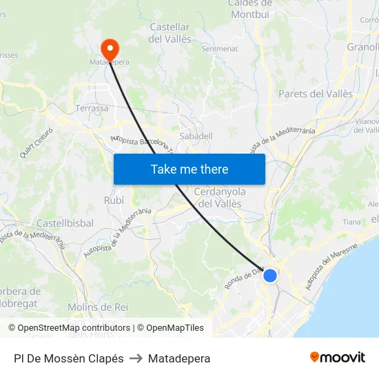 Pl De Mossèn Clapés to Matadepera map