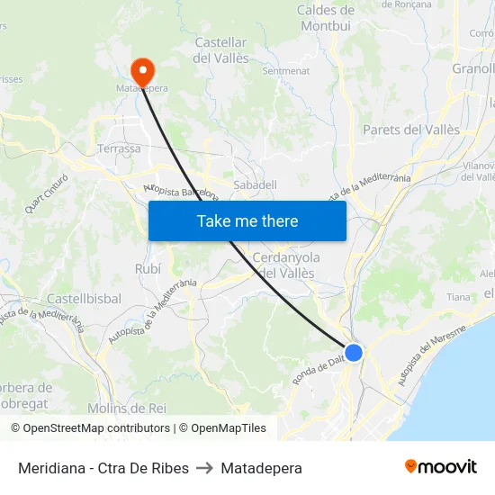 Meridiana - Ctra De Ribes to Matadepera map