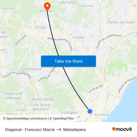 Diagonal - Francesc Macià to Matadepera map