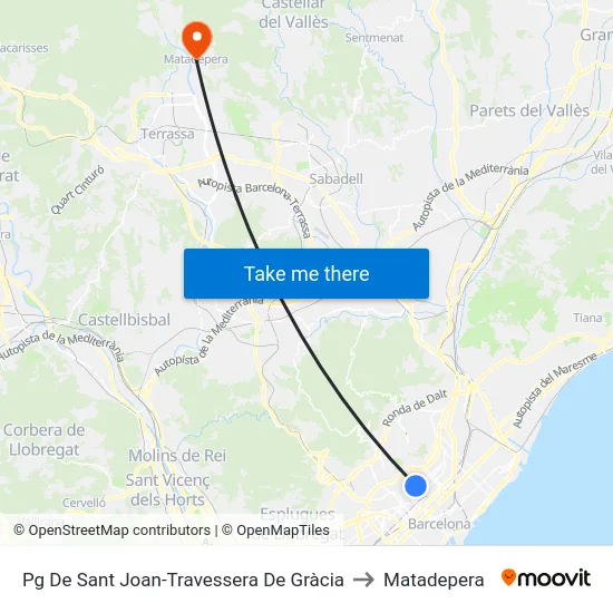 Pg De Sant Joan-Travessera De Gràcia to Matadepera map
