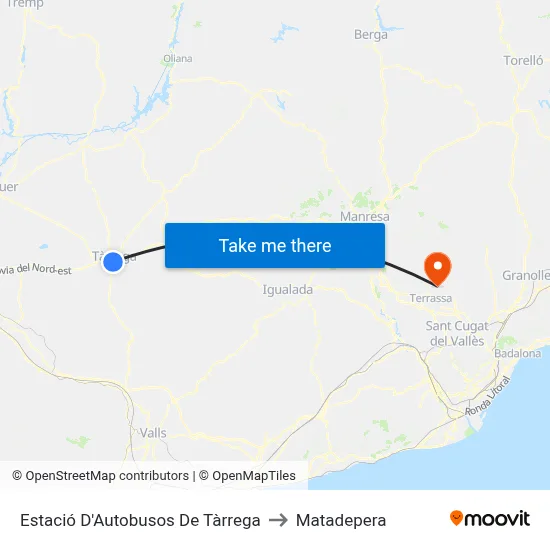 Estació D'Autobusos De Tàrrega to Matadepera map