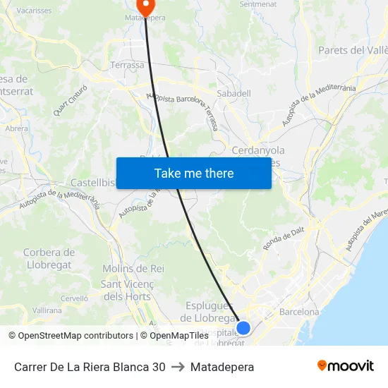 Carrer De La Riera Blanca 30 to Matadepera map