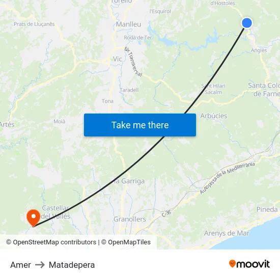 Amer to Matadepera map
