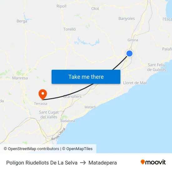 Polígon Riudellots De La Selva to Matadepera map