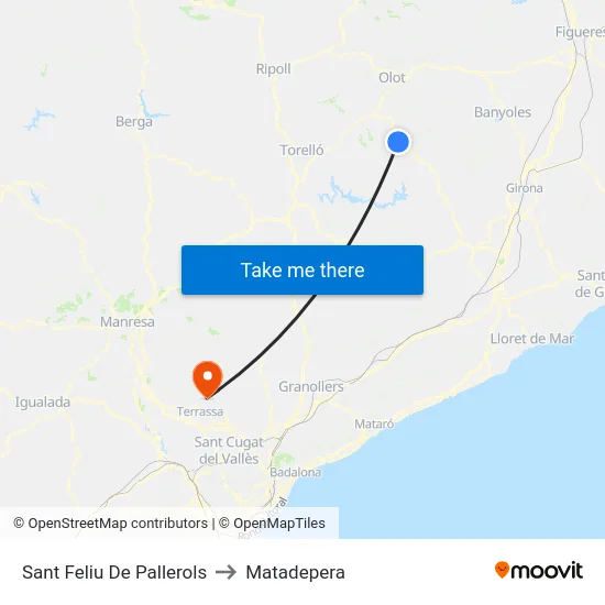 Sant Feliu De Pallerols to Matadepera map