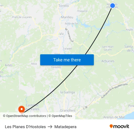 Les Planes D'Hostoles to Matadepera map