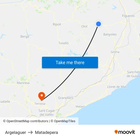 Argelaguer to Matadepera map