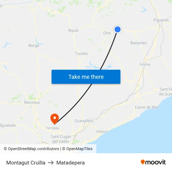 Montagut Cruïlla to Matadepera map