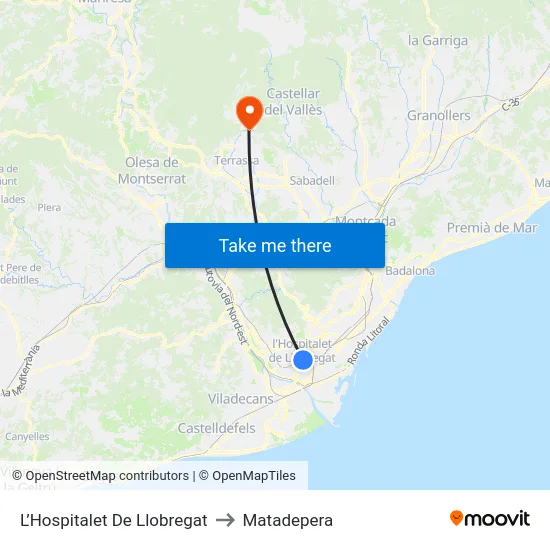 L’Hospitalet De Llobregat to Matadepera map