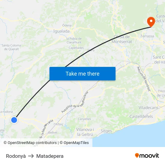 Rodonyà to Matadepera map