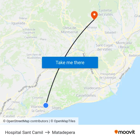 Hospital Sant Camil to Matadepera map