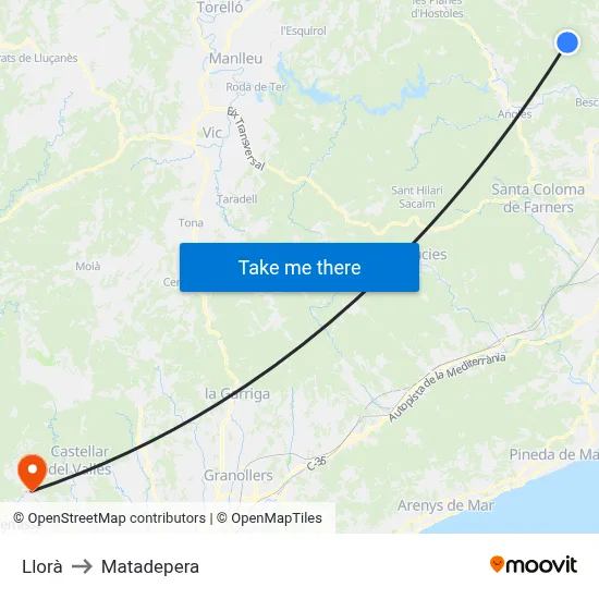 Llorà to Matadepera map