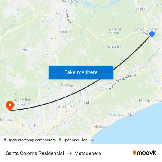 Santa Coloma Residencial to Matadepera map