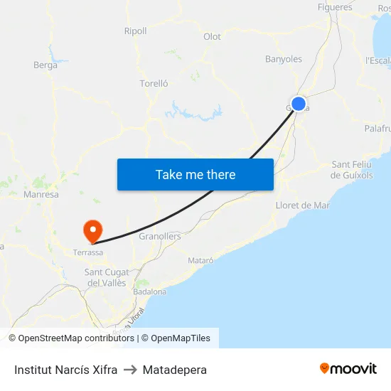 Institut Narcís Xifra to Matadepera map