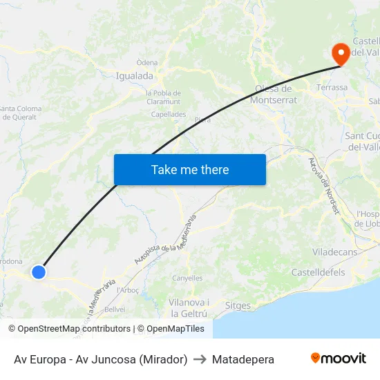 Av Europa - Av Juncosa (Mirador) to Matadepera map