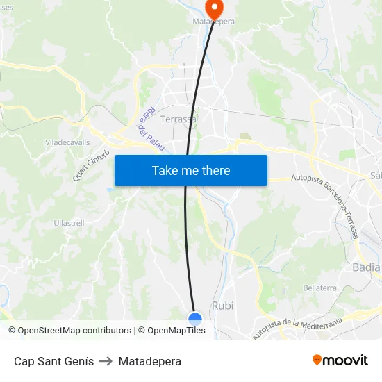 Cap Sant Genís to Matadepera map