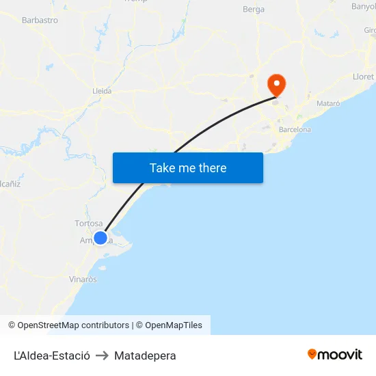 L'Aldea-Estació to Matadepera map