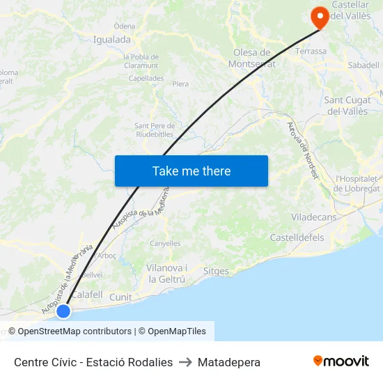Centre Cívic - Estació Rodalies to Matadepera map