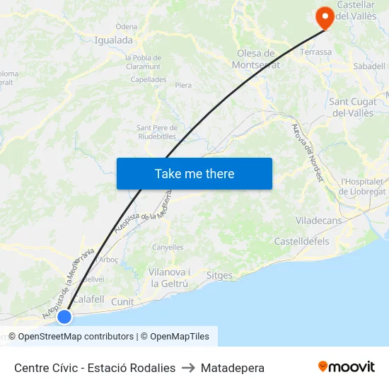 Centre Cívic - Estació Rodalies to Matadepera map