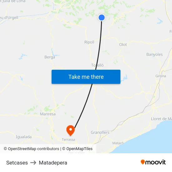 Setcases to Matadepera map
