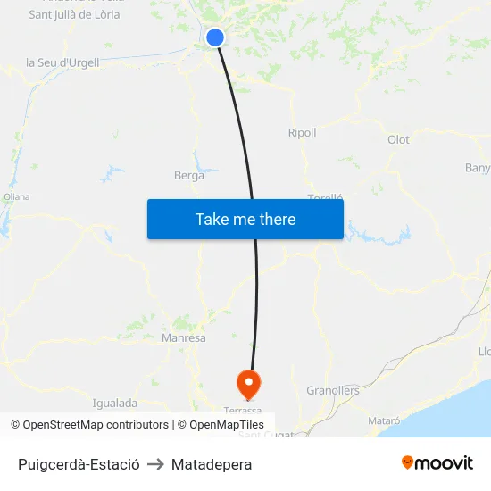 Puigcerdà-Estació to Matadepera map