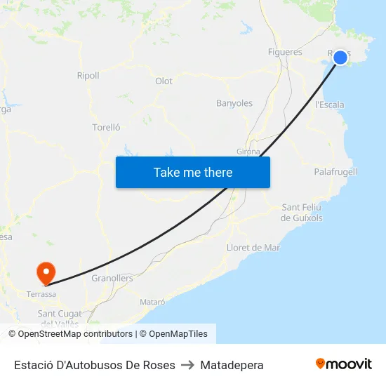 Estació D'Autobusos De Roses to Matadepera map