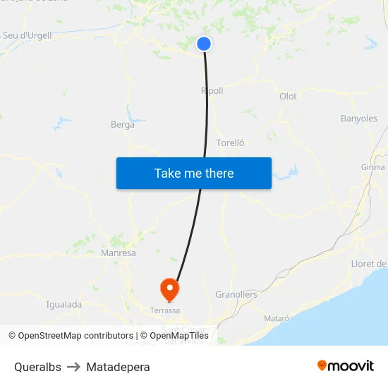 Queralbs to Matadepera map