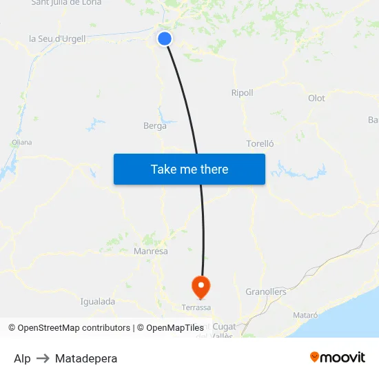 Alp to Matadepera map