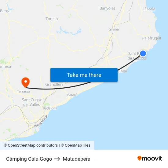 Càmping Cala Gogo to Matadepera map