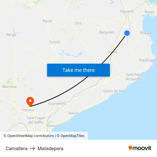Camallera to Matadepera map
