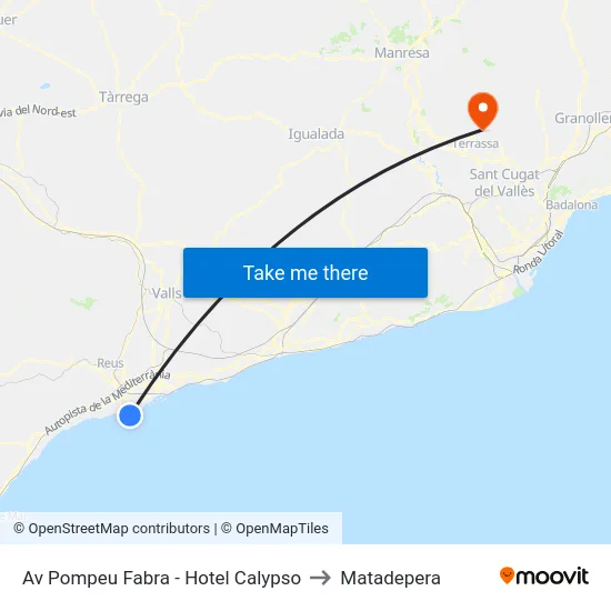 Av Pompeu Fabra - Hotel Calypso to Matadepera map
