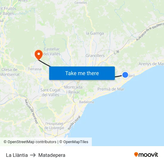 La Llàntia to Matadepera map