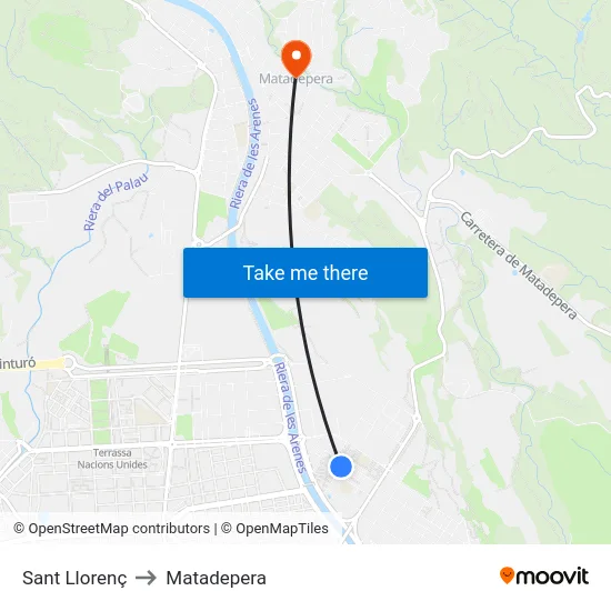 Sant Llorenç to Matadepera map
