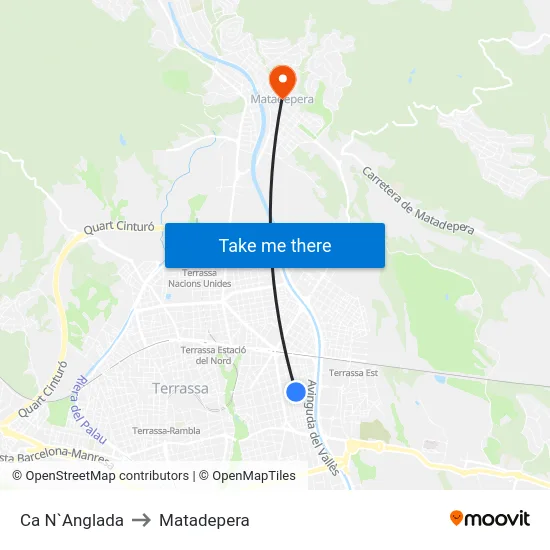 Ca N`Anglada to Matadepera map