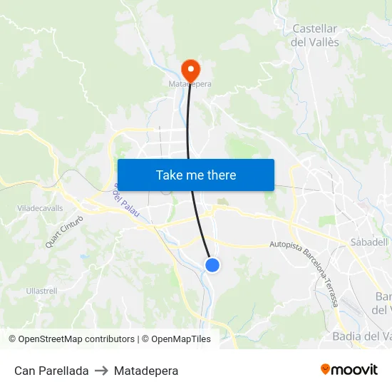 Can Parellada to Matadepera map