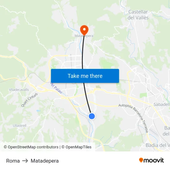 Roma to Matadepera map