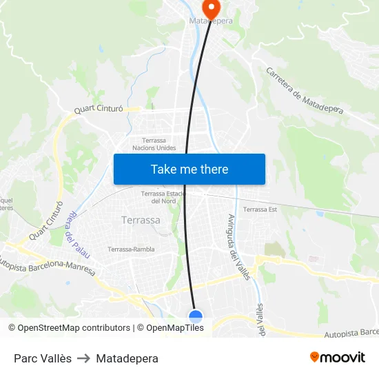 Parc Vallès to Matadepera map