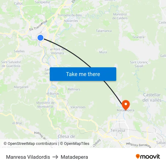 Manresa Viladordis to Matadepera map