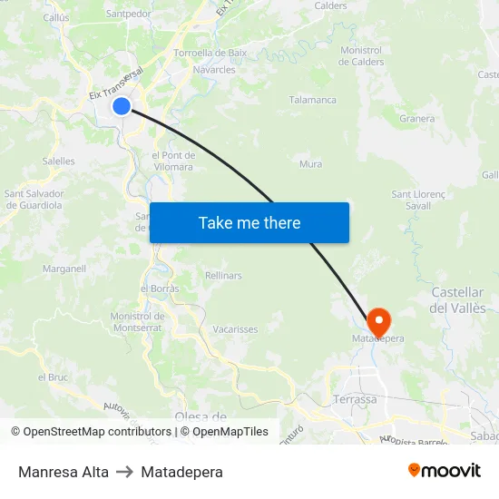 Manresa Alta to Matadepera map