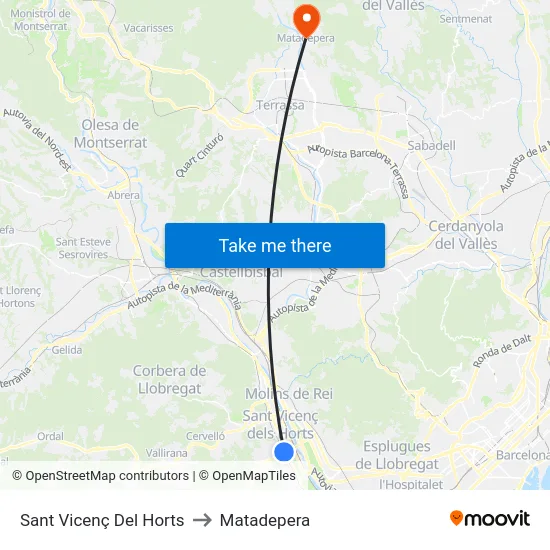 Sant Vicenç Del Horts to Matadepera map