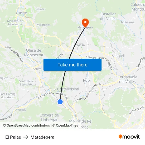 El Palau to Matadepera map