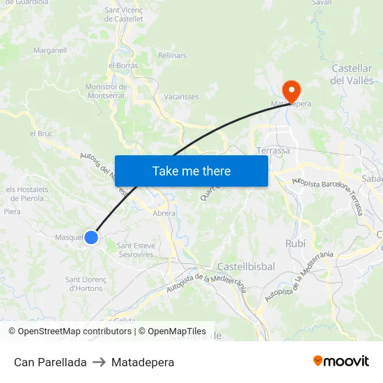 Can Parellada to Matadepera map