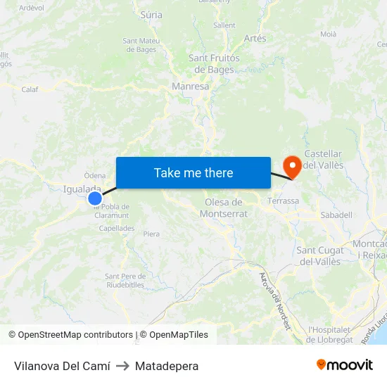 Vilanova Del Camí to Matadepera map